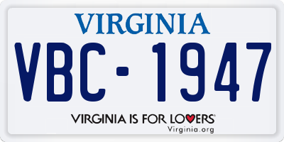 VA license plate VBC1947