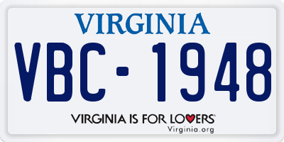 VA license plate VBC1948