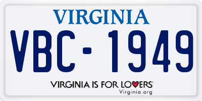 VA license plate VBC1949