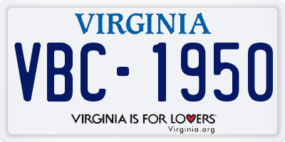 VA license plate VBC1950