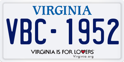 VA license plate VBC1952