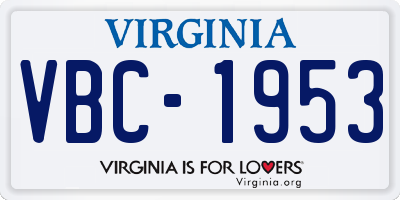 VA license plate VBC1953