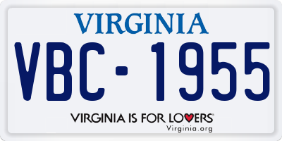 VA license plate VBC1955