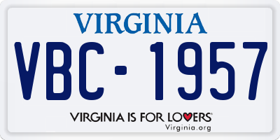 VA license plate VBC1957
