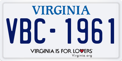 VA license plate VBC1961