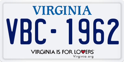 VA license plate VBC1962