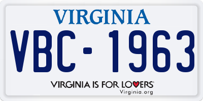 VA license plate VBC1963