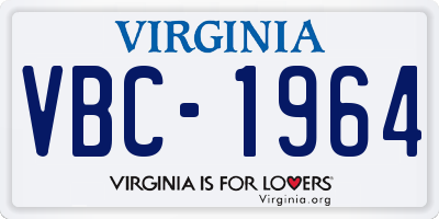 VA license plate VBC1964