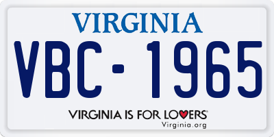 VA license plate VBC1965