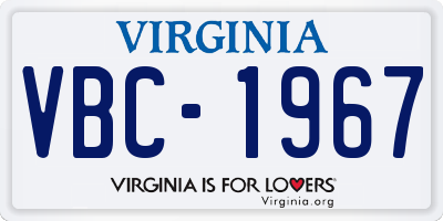 VA license plate VBC1967