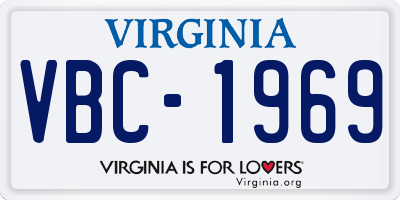 VA license plate VBC1969