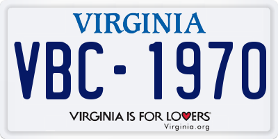 VA license plate VBC1970
