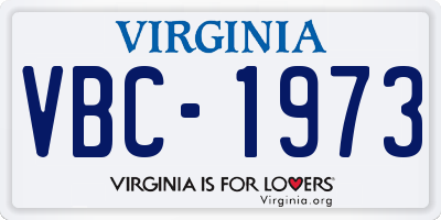 VA license plate VBC1973