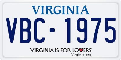 VA license plate VBC1975