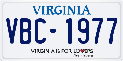 VA license plate VBC1977