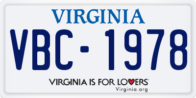 VA license plate VBC1978