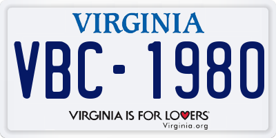 VA license plate VBC1980