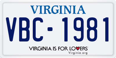 VA license plate VBC1981