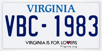 VA license plate VBC1983