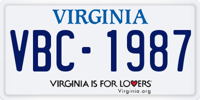 VA license plate VBC1987
