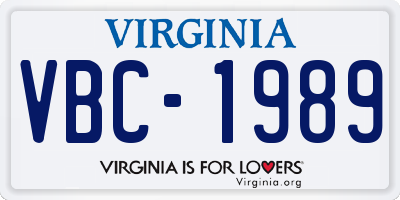 VA license plate VBC1989