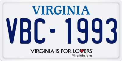 VA license plate VBC1993