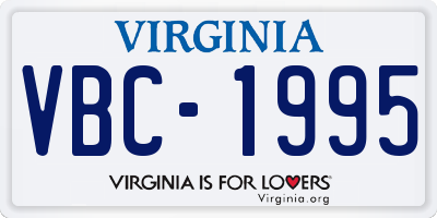 VA license plate VBC1995
