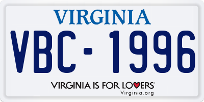 VA license plate VBC1996