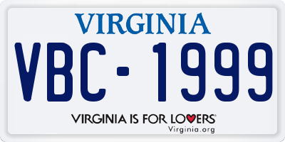 VA license plate VBC1999
