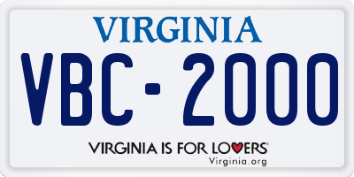 VA license plate VBC2000