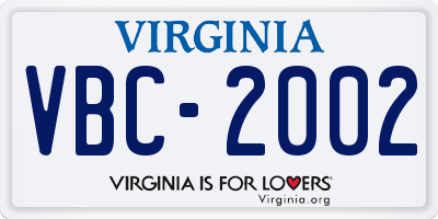 VA license plate VBC2002