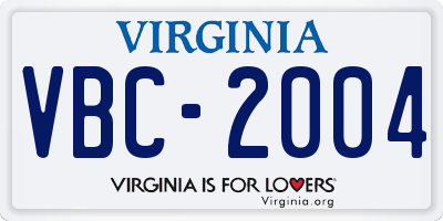 VA license plate VBC2004