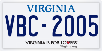 VA license plate VBC2005