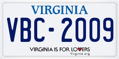 VA license plate VBC2009