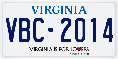VA license plate VBC2014