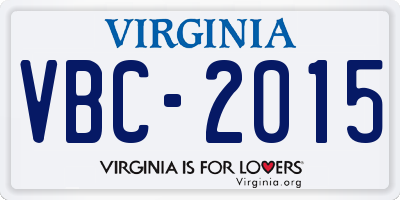 VA license plate VBC2015
