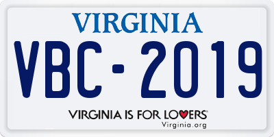 VA license plate VBC2019