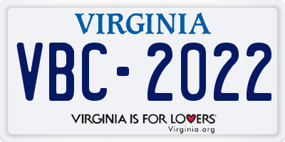 VA license plate VBC2022