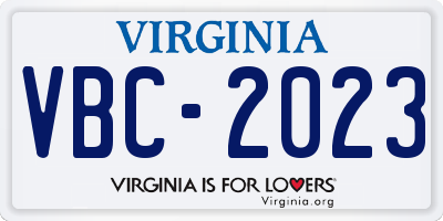 VA license plate VBC2023