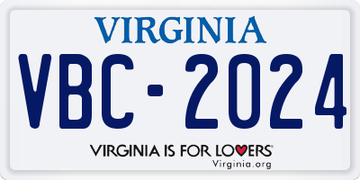 VA license plate VBC2024