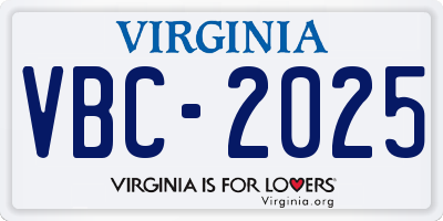 VA license plate VBC2025