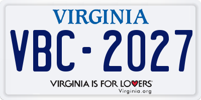 VA license plate VBC2027