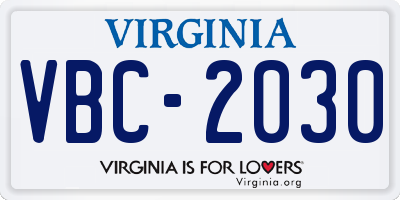 VA license plate VBC2030