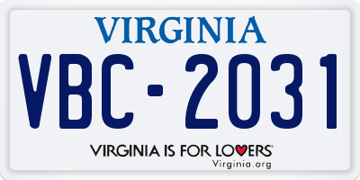 VA license plate VBC2031