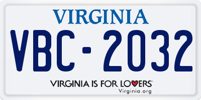 VA license plate VBC2032