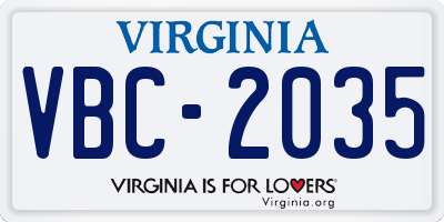 VA license plate VBC2035