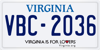 VA license plate VBC2036