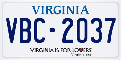 VA license plate VBC2037