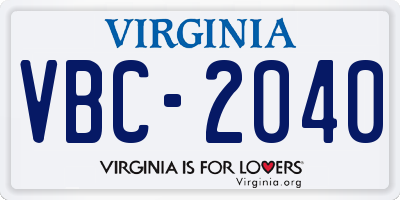 VA license plate VBC2040