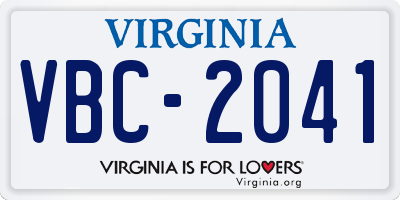 VA license plate VBC2041